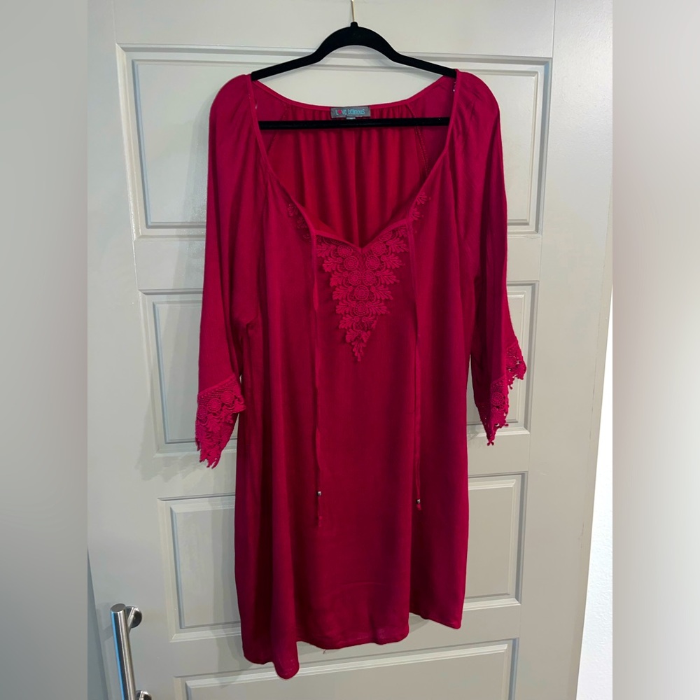 Love Delirious Red Lace Trim Women's Midi Dress